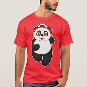 Panda beim Laufen mit Cap T-Shirt