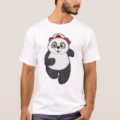 Panda beim Laufen mit Cap T-Shirt (Vorderseite)
