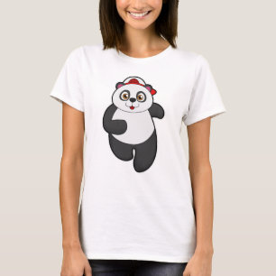 Panda beim Laufen mit Cap T-Shirt