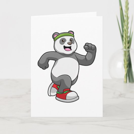 Panda beim Laufen mit Headband Karte (Vorderseite)