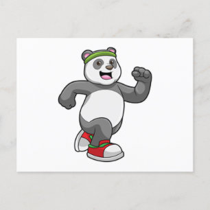 Panda beim Laufen mit Headband Postkarte