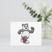 Panda beim Laufen mit Headband Postkarte (Stehend Vorderseite)