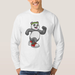 Panda beim Laufen mit Headband T-Shirt