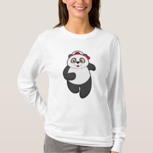 Panda beim Laufen mit Mütze T-Shirt