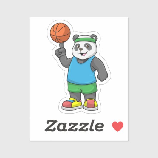 Panda beim Sport mit Basketball Aufkleber (Blatt)