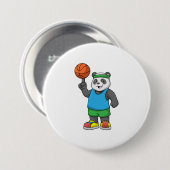 Panda beim Sport mit Basketball Button (Vorne & Hinten)