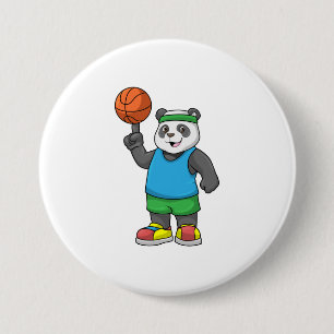 Panda beim Sport mit Basketball Button