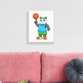 Panda beim Sport mit Basketball Leinwanddruck (Insitu (Wohnzimmer))