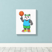 Panda beim Sport mit Basketball Leinwanddruck (Insitu (Holzboden))
