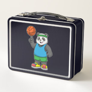 Panda beim Sport mit Basketball Metall Brotdose
