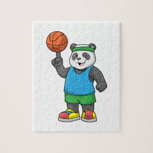 Panda beim Sport mit Basketball Puzzle (Vertikal)