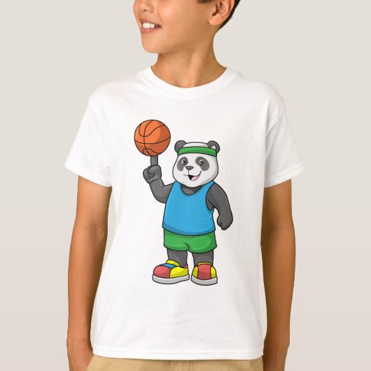 Panda beim Sport mit Basketball T-Shirt (Vorderseite)