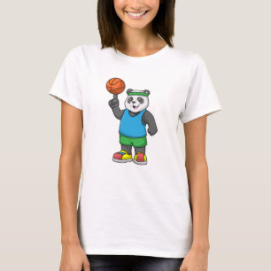 Panda beim Sport mit Basketball T-Shirt