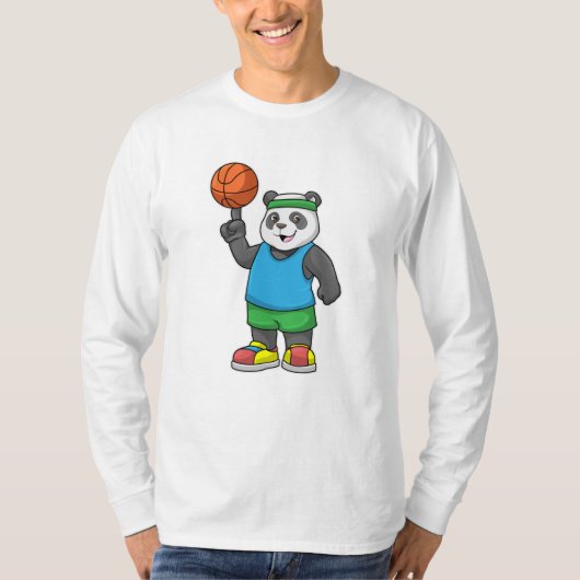 Panda beim Sport mit Basketball T-Shirt (Vorderseite)