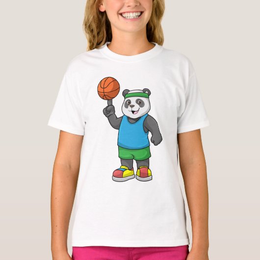 Panda beim Sport mit Basketball T-Shirt (Vorderseite)