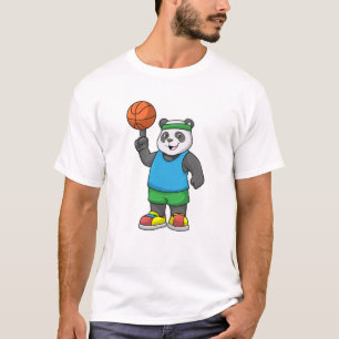 Panda beim Sport mit Basketball T-Shirt