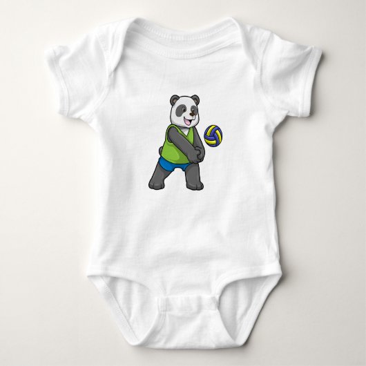 Panda beim Sport mit Volleyball Baby Strampler (Vorderseite)