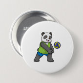 Panda beim Sport mit Volleyball Button (Vorne & Hinten)