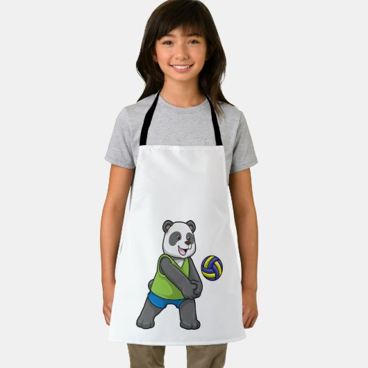 Panda beim Sport mit Volleyball Schürze (Insitu)