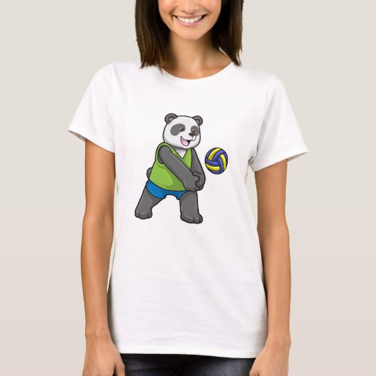 Panda beim Sport mit Volleyball T-Shirt (Vorderseite)