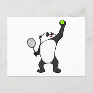 Panda beim Tennis mit Tennisschläger Postkarte