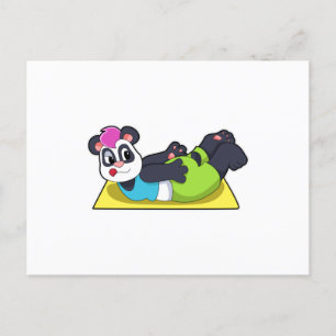 Panda beim Yoga auf einer Yogamatte Postkarte