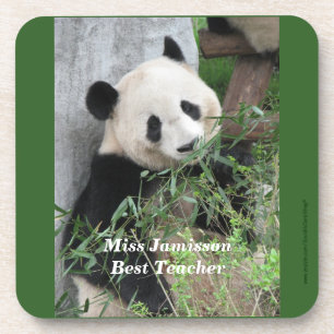 Panda, Beste Lehrerin, grün, Set von 6 Jahren  Getränkeuntersetzer