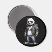 Panda Biker Rebel Leather Jacket Cool Style Urban Magnet (Vorderseite/Rückseite)