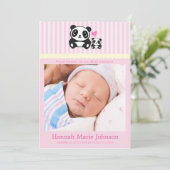 Panda Birth Announcement - Rosa Ankündigung (Stehend Vorderseite)
