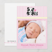 Panda Birth Announcement - Rosa Ankündigung (Vorne/Hinten)