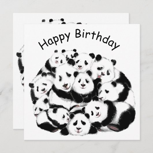 Panda Birthday Card Happy Family - Funny (Vorne/Hinten)