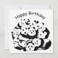 Panda Birthday Card Happy Family - Funny