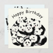 Panda Birthday Card Happy Family Pandas - Funny (Vorne/Hinten)
