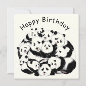 Panda Birthday Card Happy Family Pandas - Funny (Vorderseite)