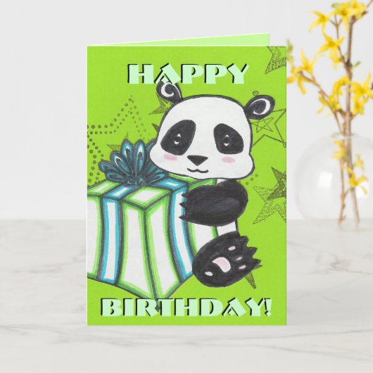 Panda Birthday Card Karte (Gelbe Blume)