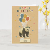 Panda Birthday Card - Personalisierter Name Karte (Gelbe Blume)