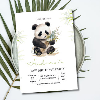 Panda Birthday Einladung, Panda Geburtstagsparty Einladung