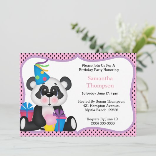 Panda Birthday Einladungen (Stehend Vorderseite)