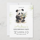 Panda Birthday Invite, Bamboo Panda Boys Birthday Einladung (Vorderseite)