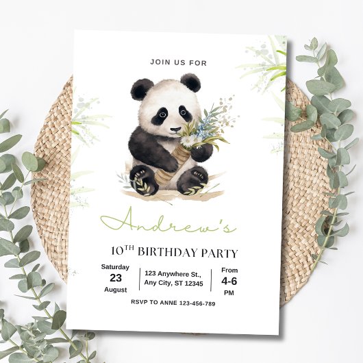 Panda Birthday Invite, Bamboo Panda Boys Birthday Einladung