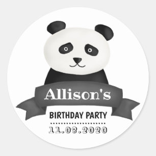 Panda Birthday Party Runder Aufkleber