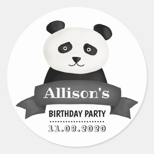 Panda Birthday Party Runder Aufkleber (Vorderseite)