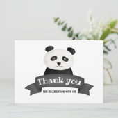 Panda Birthday Party | Vielen Dank Einladung (Stehend Vorderseite)