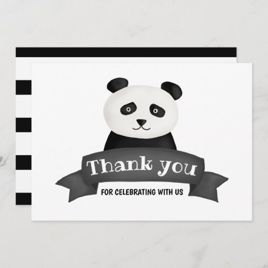 Panda Birthday Party | Vielen Dank Einladung (Vorne/Hinten)