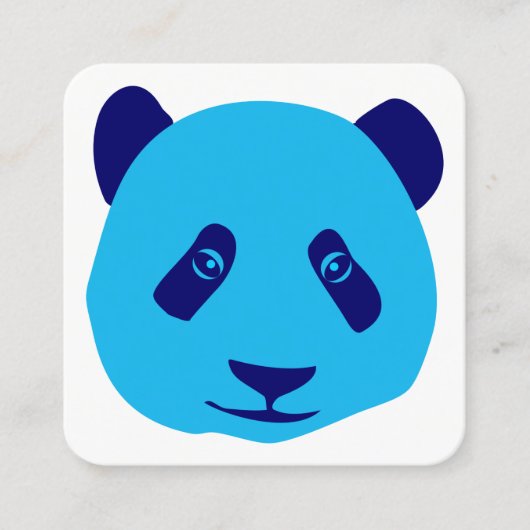 Panda - Blau Quadratische Visitenkarte (Vorderseite)