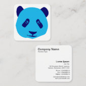 Panda - Blau Quadratische Visitenkarte (Vorne/Hinten)