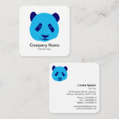 Panda - Blau Quadratische Visitenkarte (Vorne/Hinten)