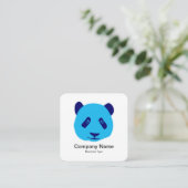 Panda - Blau Quadratische Visitenkarte (Stehend Vorderseite)