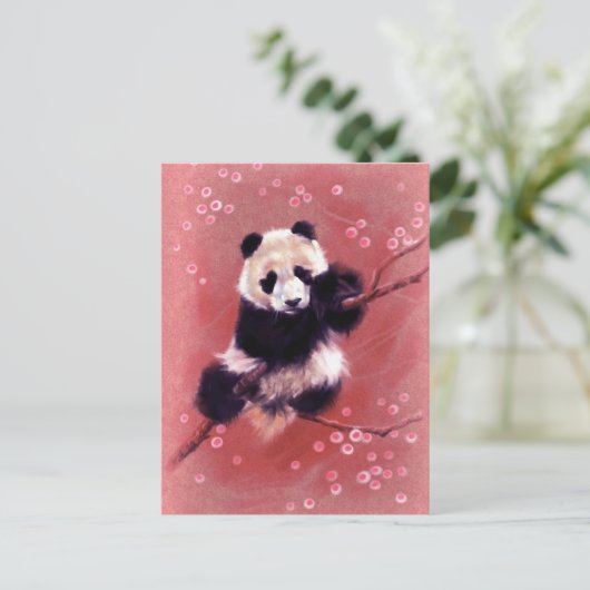Panda Blossom Postkarte (Stehend Vorderseite)