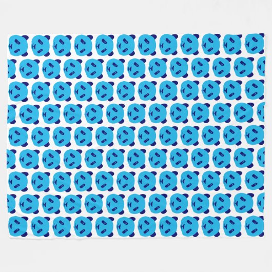 Panda Blue Pattern Fleecedecke (Vorderseite (Horizontal))